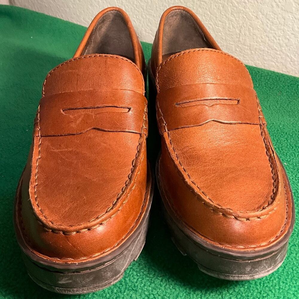 BORN Women's Sz 6M Carrera Plateform Shoes Penny Loafers Brown Leather Slip On - Picture 7 of 11